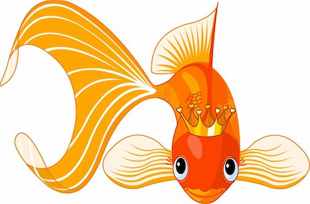 fish clip art to color - Illustration of a happy beautiful goldfish with tiara Stock Photo - Budget Royalty-Free & Subscription, Code: 400-04191588