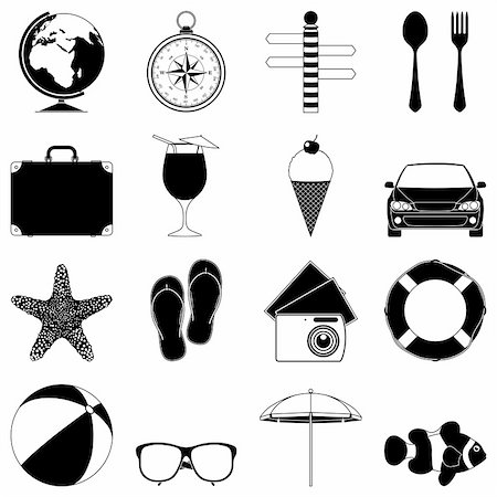 Set of 16 travel and vacation icons. Stock Photo - Budget Royalty-Free & Subscription, Code: 400-04193565