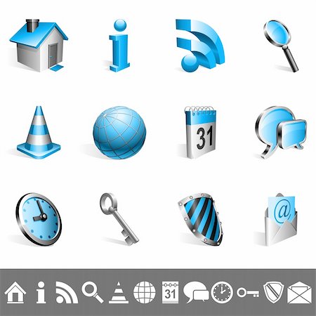 simsearch:400-03938572,k - Set of 12 blue and silver icons. Stock Photo - Budget Royalty-Free & Subscription, Code: 400-04193570