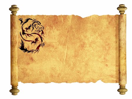 Sheet of ancient parchment with the image of dragons Stock Photo - Budget Royalty-Free & Subscription, Code: 400-04193663