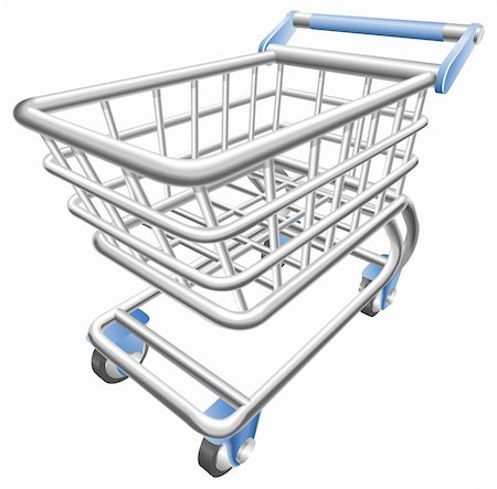 shopping cart icon - A shiny shopping cart trolley vector illustration with dynamic perspective. Can be used as an icon or illustration in its own right. Stock Photo - Budget Royalty-Free & Subscription, Code: 400-04193717