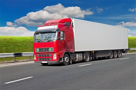 distribution truck - Red truck on the road, blurred motion. Stock Photo - Budget Royalty-Free & Subscription, Code: 400-04204432