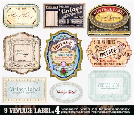 simsearch:400-05746473,k - Vintage Labels Collection - 9 design elements with original antique style -Set 4 Stock Photo - Budget Royalty-Free & Subscription, Code: 400-04205618