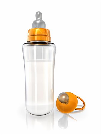 simsearch:400-06751007,k - Baby bottle with milk and pacifier. 3D rendered Stock Photo - Budget Royalty-Free & Subscription, Code: 400-04205792