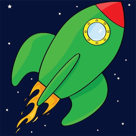 porthole - Cartoon illustration of a green rocket ship in space Stock Photo - Budget Royalty-Free & Subscription, Code: 400-04205880