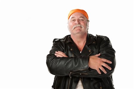 simsearch:400-06396523,k - Confident biker gang member with leather jacket Stock Photo - Budget Royalty-Free & Subscription, Code: 400-04206005