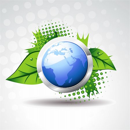 simsearch:400-04144101,k - blue vector earth with green leaves around it Stock Photo - Budget Royalty-Free & Subscription, Code: 400-04206399