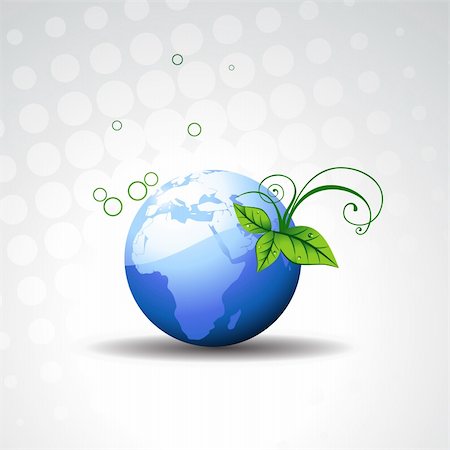 simsearch:400-04144101,k - beautiful vector earth with leaf on background Stock Photo - Budget Royalty-Free & Subscription, Code: 400-04206401