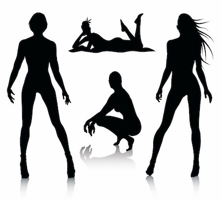 simsearch:400-08573669,k - Vector set of woman silhouette Stock Photo - Budget Royalty-Free & Subscription, Code: 400-04206452
