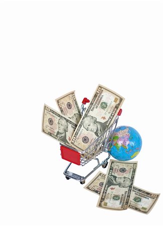 simsearch:400-04097382,k - a shopping cart and money isolated on white background Stock Photo - Budget Royalty-Free & Subscription, Code: 400-04206515