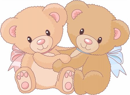 Two cute Teddy bears hugging Stock Photo - Budget Royalty-Free & Subscription, Code: 400-04207292