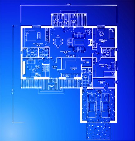 Architectural white plan blueprint background. Vector illustartion Stock Photo - Budget Royalty-Free & Subscription, Code: 400-04207483