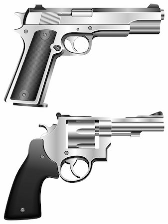simsearch:400-04335613,k - Silver pistol and revolver. Stock Photo - Budget Royalty-Free & Subscription, Code: 400-04208084