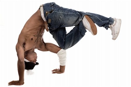 Dancer balancing his knees with his elbows on isolated white background Stock Photo - Budget Royalty-Free & Subscription, Code: 400-04209262