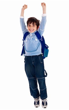 simsearch:400-04924737,k - School boy with raised arms isolated on white background Stock Photo - Budget Royalty-Free & Subscription, Code: 400-04209285