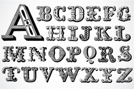 Set of ornate letters. Easy to edit and scale to any size. Photographie de stock - Aubaine LD & Abonnement, Code: 400-04209583