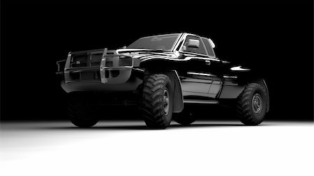 simsearch:400-05034481,k - A black pickup illuminated and seen in front Stock Photo - Budget Royalty-Free & Subscription, Code: 400-04200131