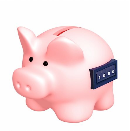 simsearch:400-04529024,k - Piggy bank with counter. Isolated over white Stock Photo - Budget Royalty-Free & Subscription, Code: 400-04200454