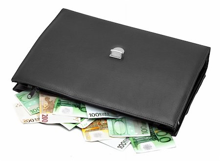 simsearch:400-04011910,k - Black briefcase with money on a white background Stock Photo - Budget Royalty-Free & Subscription, Code: 400-04201624