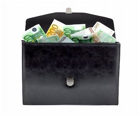 simsearch:400-04011910,k - Black briefcase with money on a white background Stock Photo - Budget Royalty-Free & Subscription, Code: 400-04201642