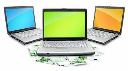simsearch:700-05452103,k - Open laptop with money  isolated on white background Stock Photo - Budget Royalty-Free & Subscription, Code: 400-04201699