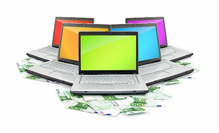 simsearch:700-05452103,k - Open laptop with money  isolated on white background Stock Photo - Budget Royalty-Free & Subscription, Code: 400-04201693