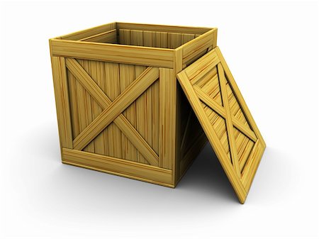 3d illustration of wooden crate over white background Stock Photo - Budget Royalty-Free & Subscription, Code: 400-04202613