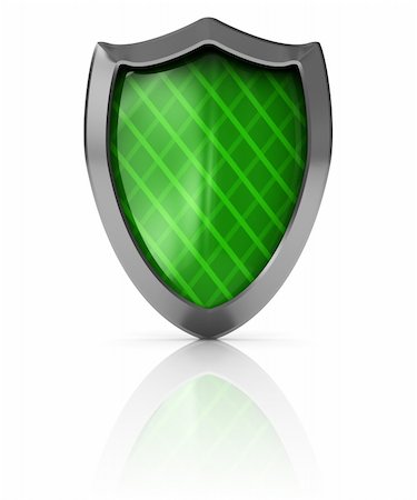 firewall white guard - 3d illustration of green shield over white background Stock Photo - Budget Royalty-Free & Subscription, Code: 400-04202675