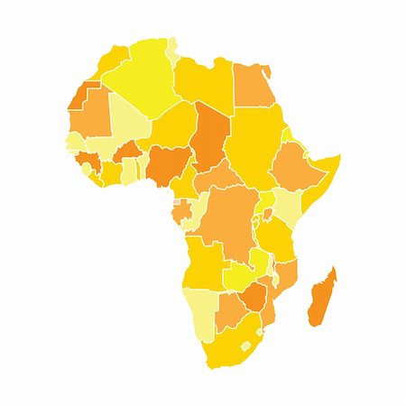 Africa map in yellow colors, isolated on white background Stock Photo - Budget Royalty-Free & Subscription, Code: 400-04203909