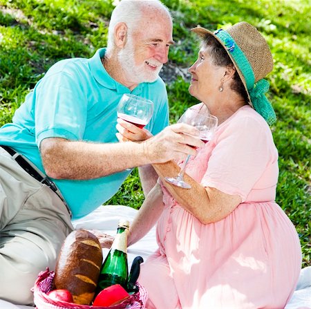 simsearch:400-04208630,k - Beautiful senior couple on a romantic picnic for two. Stock Photo - Budget Royalty-Free & Subscription, Code: 400-04203919