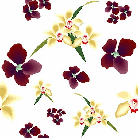 floral patterns peony - Flower seamless wallpaper on white. Vector illustration texture Foto de stock - Super Valor sin royalties y Suscripción, Código: 400-04214453