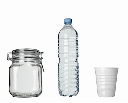 simsearch:400-05336522,k - collection of plastic cup, jar and bottle on white background. each one is in full cameras resolution Stock Photo - Budget Royalty-Free & Subscription, Code: 400-04214540