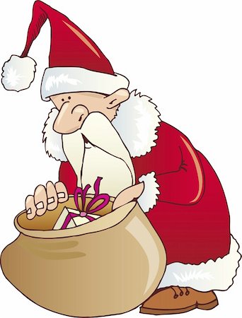 simsearch:400-06462885,k - Illustration of funny santa claus with sack of gifts Stock Photo - Budget Royalty-Free & Subscription, Code: 400-04215135