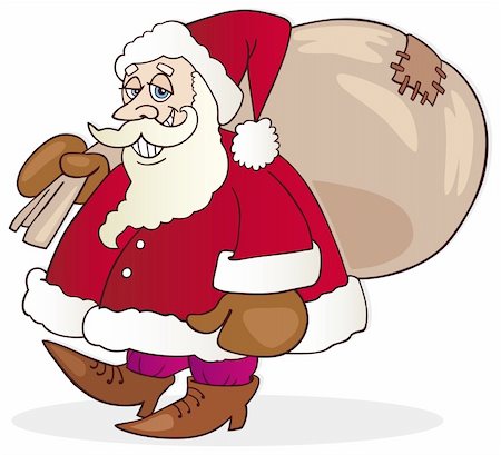 simsearch:400-06462885,k - Illustration of funny santa claus with sack of gifts Stock Photo - Budget Royalty-Free & Subscription, Code: 400-04215136