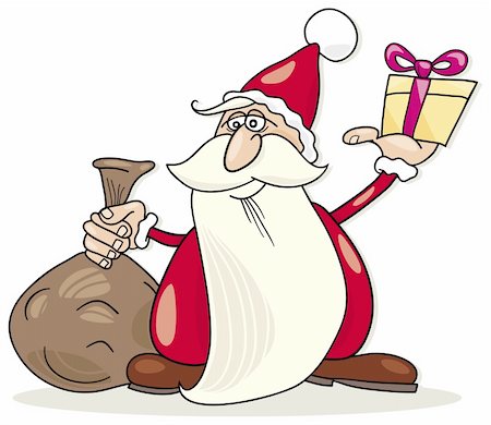 simsearch:400-06462885,k - Illustration of funny santa claus with sack and gift Stock Photo - Budget Royalty-Free & Subscription, Code: 400-04215138