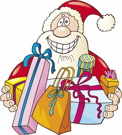 simsearch:400-06462885,k - Illustration of funny santa claus with gifts Stock Photo - Budget Royalty-Free & Subscription, Code: 400-04215132