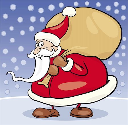 simsearch:400-06462885,k - Illustration of funny santa claus with sack of gifts Stock Photo - Budget Royalty-Free & Subscription, Code: 400-04215145