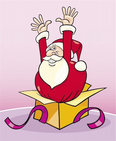 simsearch:400-06462885,k - Illustration of funny santa claus in gift box Stock Photo - Budget Royalty-Free & Subscription, Code: 400-04215141