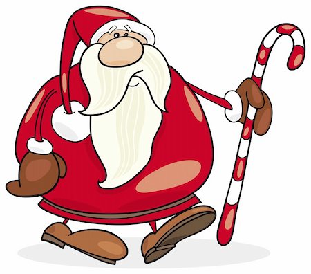 simsearch:400-06462885,k - Illustration of santa claus with christmas cane Stock Photo - Budget Royalty-Free & Subscription, Code: 400-04215154