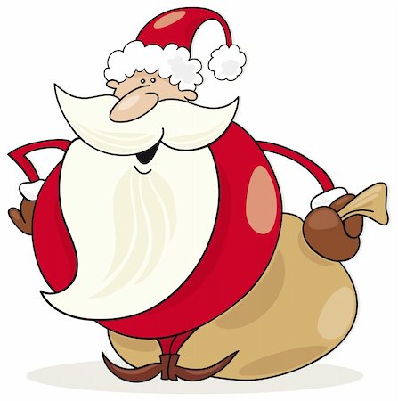 simsearch:400-06462885,k - Illustration of funny santa claus with sack of gifts Stock Photo - Budget Royalty-Free & Subscription, Code: 400-04215153