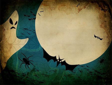 simsearch:400-05254177,k - Vintage Halloween card or background in blue design. Vector also available Stock Photo - Budget Royalty-Free & Subscription, Code: 400-04215167