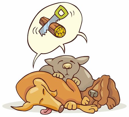 sleeping cartoon person - Cartoon illustration of three dogs sleeping Stock Photo - Budget Royalty-Free & Subscription, Code: 400-04215639