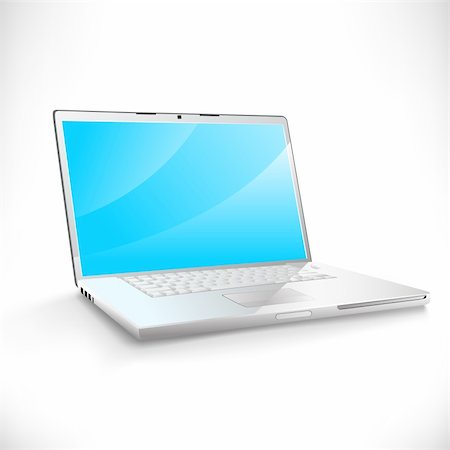 simsearch:400-04125018,k - Modern vector laptop with bright blue screen, on a soft white background Stock Photo - Budget Royalty-Free & Subscription, Code: 400-04216113
