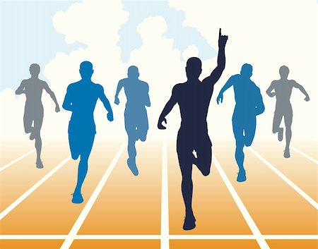 Editable vector illustration of men finishing a sprint race Stock Photo - Budget Royalty-Free & Subscription, Code: 400-04216516