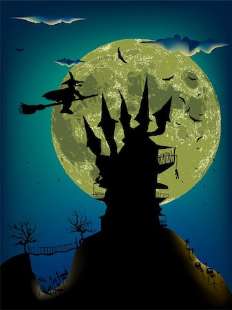 simsearch:400-05358915,k - Halloween night portrait poster. EPS 8 vector file included Stock Photo - Budget Royalty-Free & Subscription, Code: 400-04216513