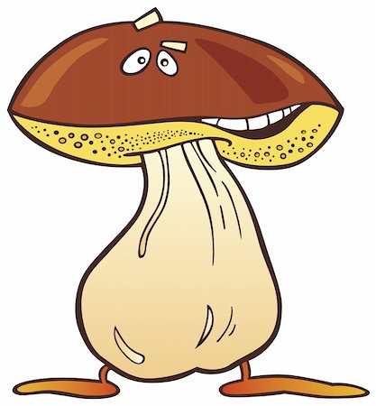 Cartoon illustration of funny mushroom on walk Stock Photo - Budget Royalty-Free & Subscription, Code: 400-04216667