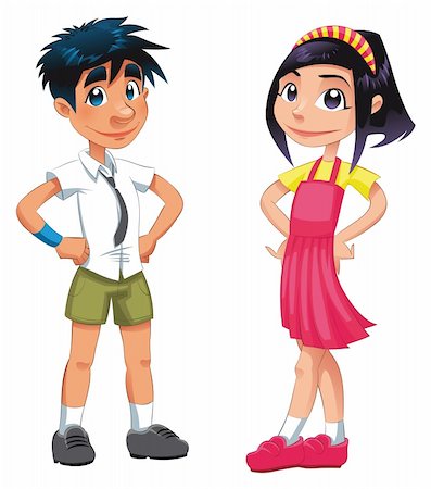 short dress images for women with boys - Boy and girl. Funny cartoon and vector teen characters. Stock Photo - Budget Royalty-Free & Subscription, Code: 400-04216717