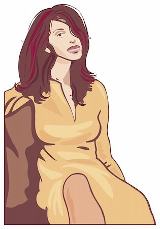 Vector Illustration of beautiful woman with brown hair Stock Photo - Budget Royalty-Free & Subscription, Code: 400-04217123