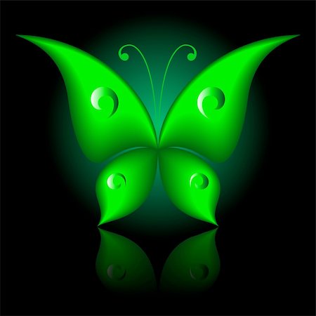 simsearch:400-06101053,k - Vector illustration of green icon simply butterfly Photographie de stock - Aubaine LD & Abonnement, Code: 400-04217258