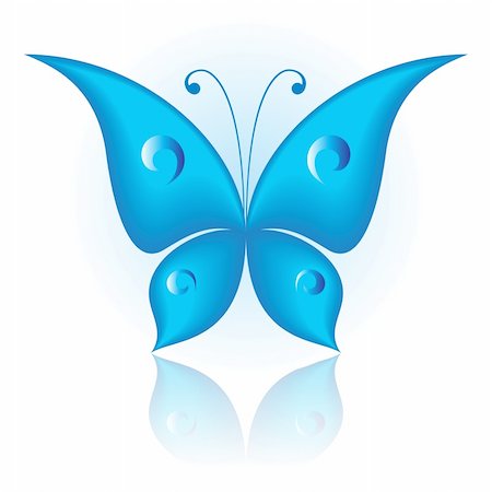 simsearch:400-06101053,k - Vector illustration of blue icon simply butterfly Photographie de stock - Aubaine LD & Abonnement, Code: 400-04217260